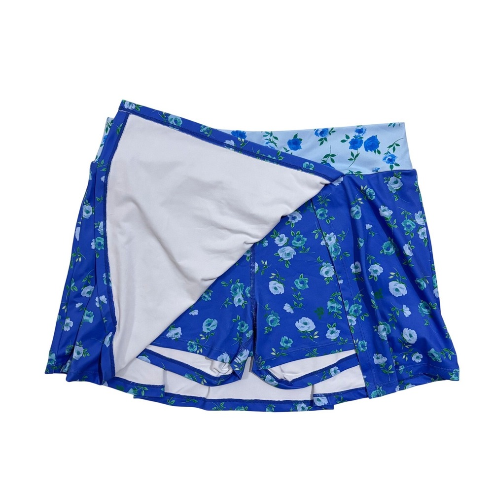 AS Revival Blue Floral Athletic Skort Women Large Tennis Golf Skirt BY0243-P3